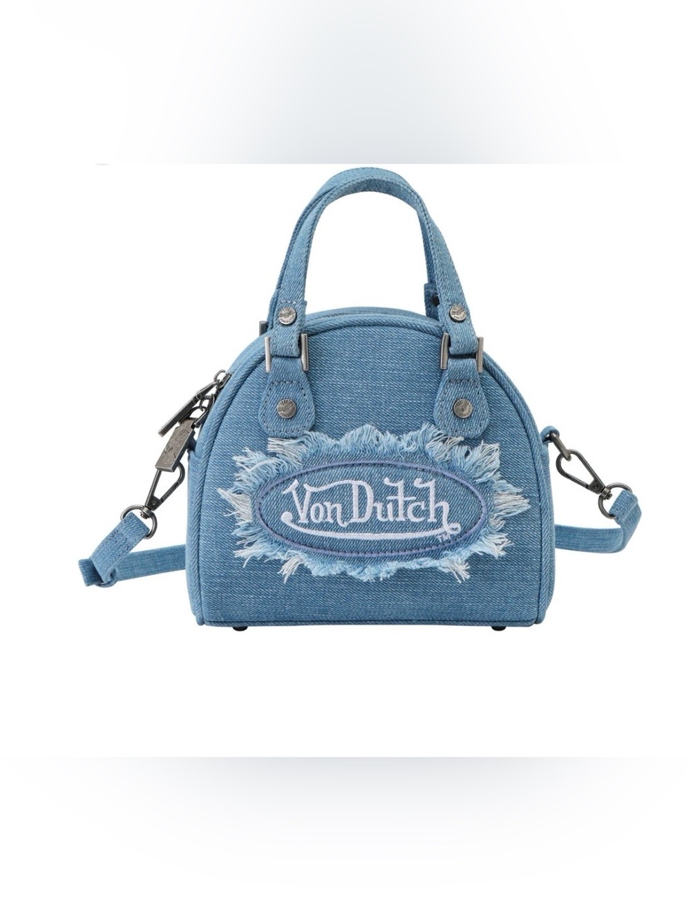 Von Dutch Denim Patch Bowling Bag/Crossbody